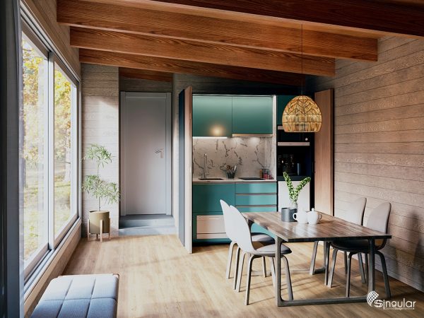 blue ssolara kitchenette, ssolara kitchenette, small kitchens, orange kitchen, kitchenette, sSolara