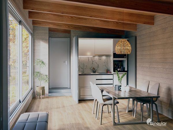 ssolara white kitchenette, ssolara kitchenette, small kitchens, orange kitchen, kitchenette, sSolara