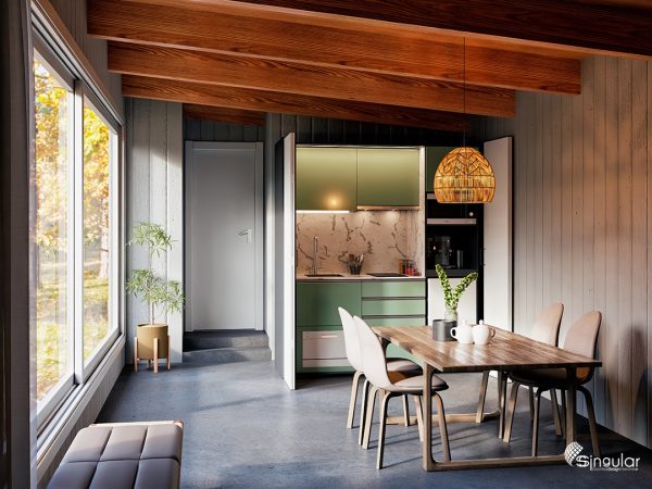 kitchenette ssolara green, kitchenette ssolara, small kitchens, orange kitchen, kitchenette, sSolara